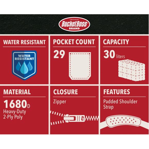 Original Bucket Boss Brand Extreme Big Daddy Tool Bag, Gray & Black, NWT - Picture 16 of 16